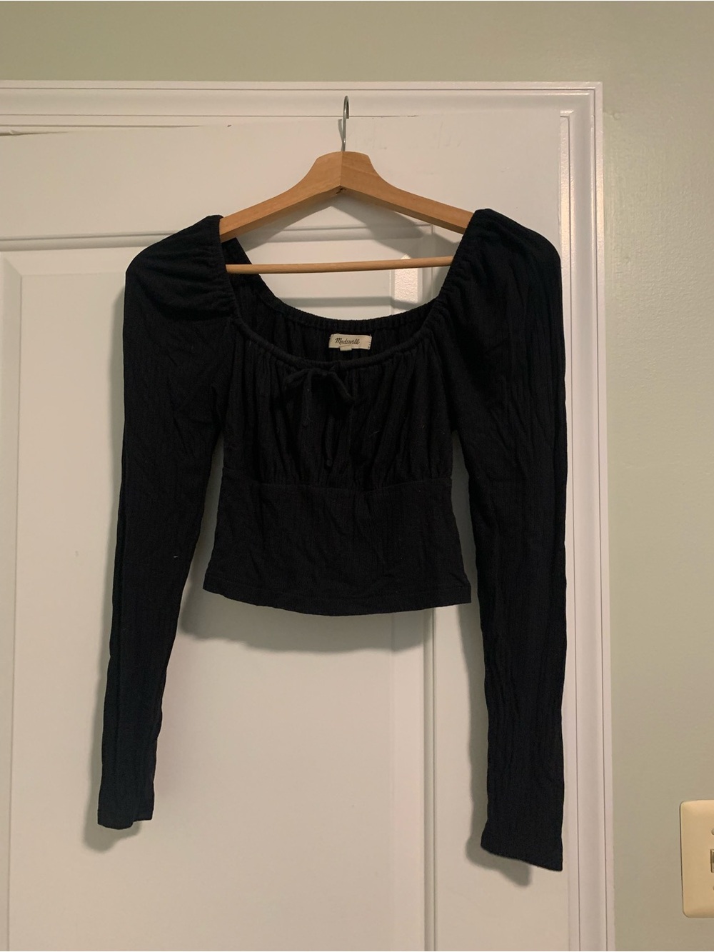 Madewell Black Long Sleeve Square Neck Top